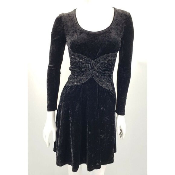 Etincelle Paris Black Velvet Dress Size 3 Goth Steampunk Guipure Lace - Picture 2 of 8